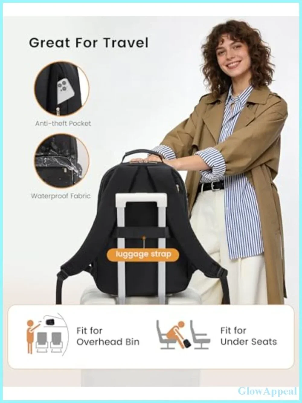 Large Capacity Laptop Backpack with Water Bottle Pockets, 27L Travel Backpack